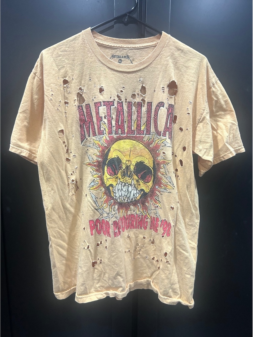 Metallica Poor Touring Me '98 Vintage Distressed Graphic T-Shirt Medium